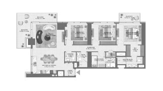 Планировка квартиры 3 спальни в ЖК Altan № 11014