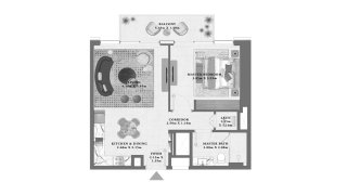 Планировка квартиры 1 спальня в ЖК Altan № 11007