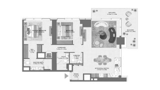 Планировка квартиры 2 спальни в ЖК Altan № 11013